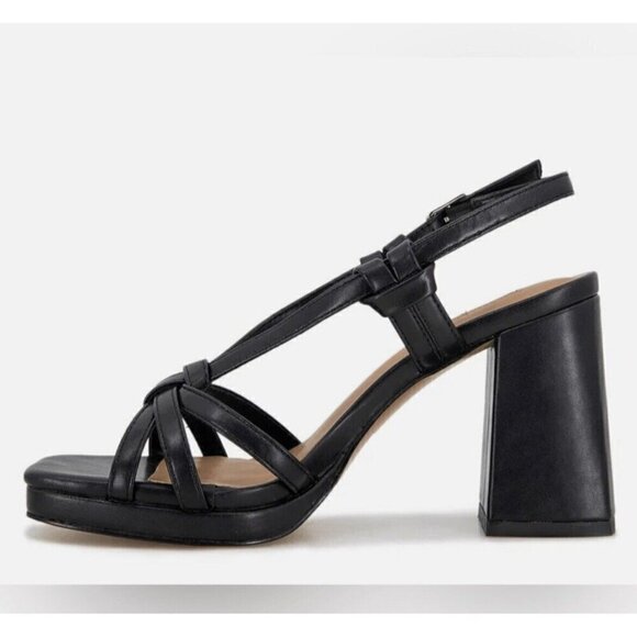 Kensie Leilany Strappy Platform Sandals Black Sz. 8.5M block heels faux leather - Picture 2 of 13